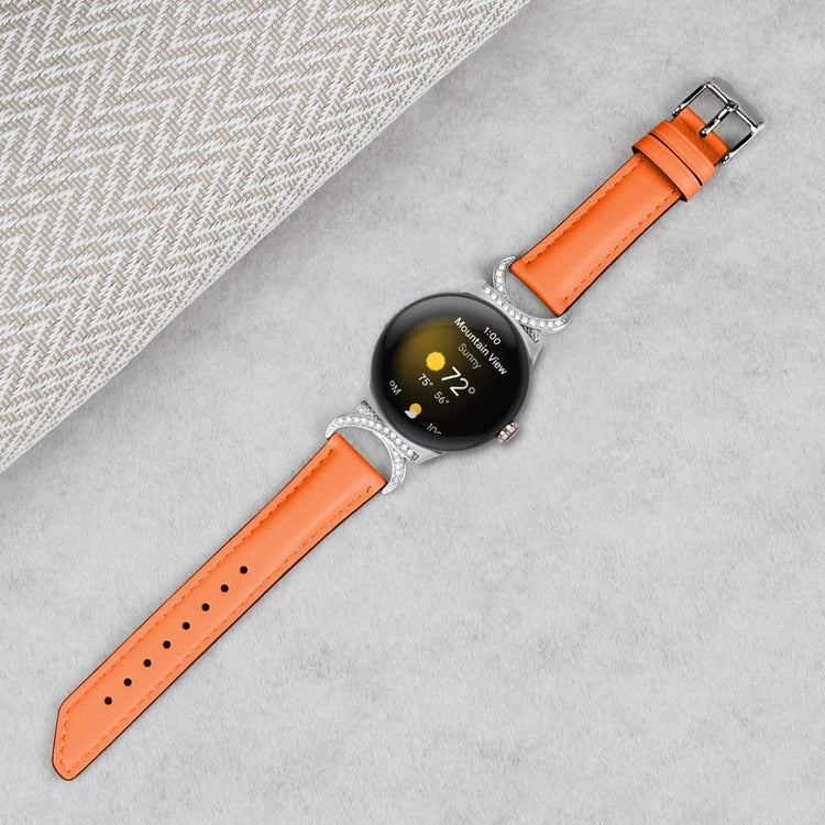 Meget Fed Kunstlæder Rem passer til Google Pixel Watch - Orange#serie_1