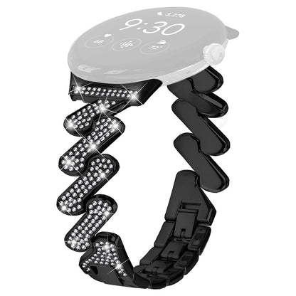 Helt Vildt Fint Metal Og Rhinsten Rem passer til Google Pixel Watch - Sort#serie_1