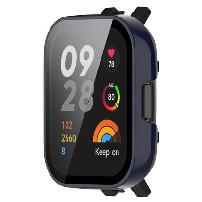 Meget Fint Xiaomi Redmi Band 3 Cover med Skærmbeskytter i Plastik og Hærdet Glas - Blå#serie_2