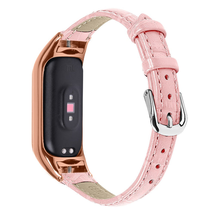 Mega Cool Ægte Læder Rem passer til Xiaomi Smart Band 8 - Pink#serie_2