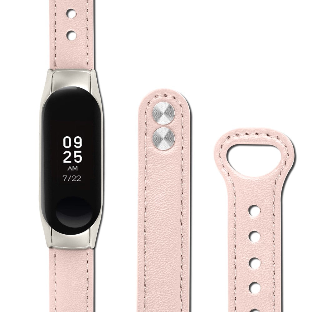 Mega Komfortabel Ægte Læder Rem passer til Xiaomi Smart Band 8 - Pink#serie_4