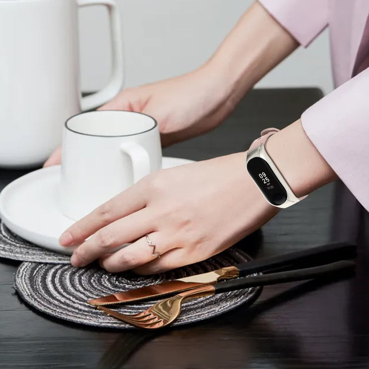 Mega Komfortabel Ægte Læder Rem passer til Xiaomi Smart Band 8 - Pink#serie_4