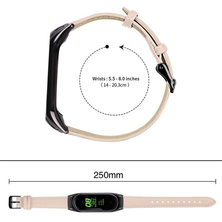 Mega Hårdfør Ægte Læder Rem passer til Xiaomi Smart Band 8 - Beige#serie_10