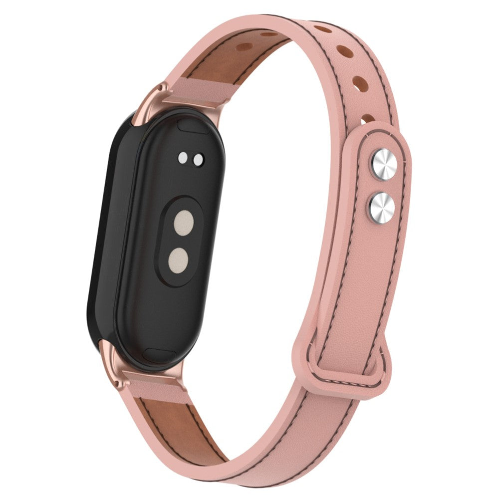 Vildt Rart Ægte Læder Rem passer til Xiaomi Smart Band 8 - Pink#serie_5