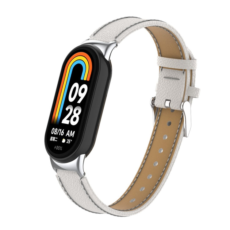 Rigtigt Fed Ægte læder Cover passer til Xiaomi Smart Band 8 - Hvid#serie_2