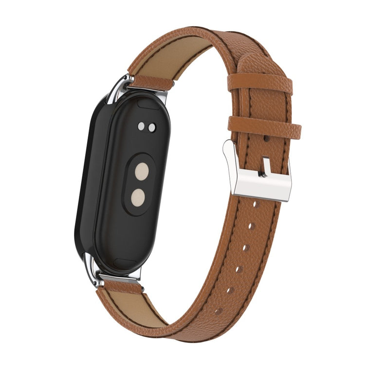 Rigtigt Fed Ægte læder Cover passer til Xiaomi Smart Band 8 - Brun#serie_4