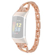 Fitbit Charge 5 rhinestone décor cross design metal strap - Rose Gold