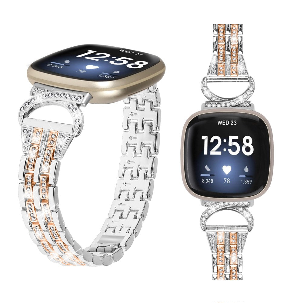 Flot Metal Universal Rem passer til Fitbit Sense 2 / Fitbit Versa 4 - Sølv#serie_2