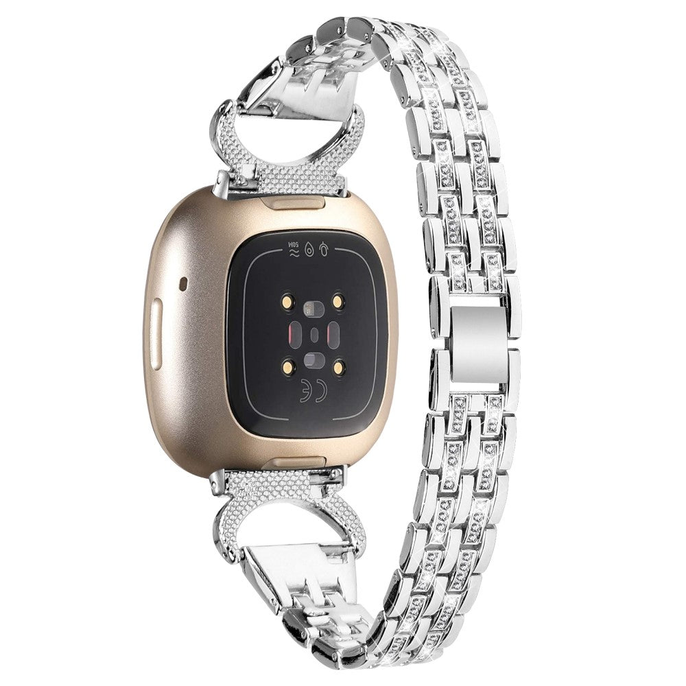 Flot Metal Universal Rem passer til Fitbit Sense 2 / Fitbit Versa 4 - Sølv#serie_3