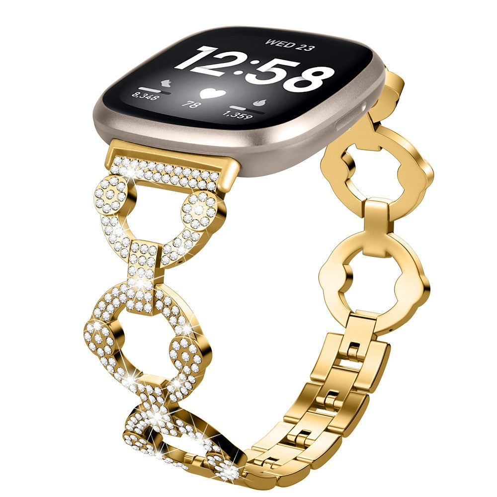 Metal Og Rhinsten Universal Rem passer til Fitbit Sense 2 / Fitbit Versa 4 - Guld#serie_2