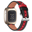 Fitbit Sense 2 / Versa 4 Genuine leather strap - Black / Red