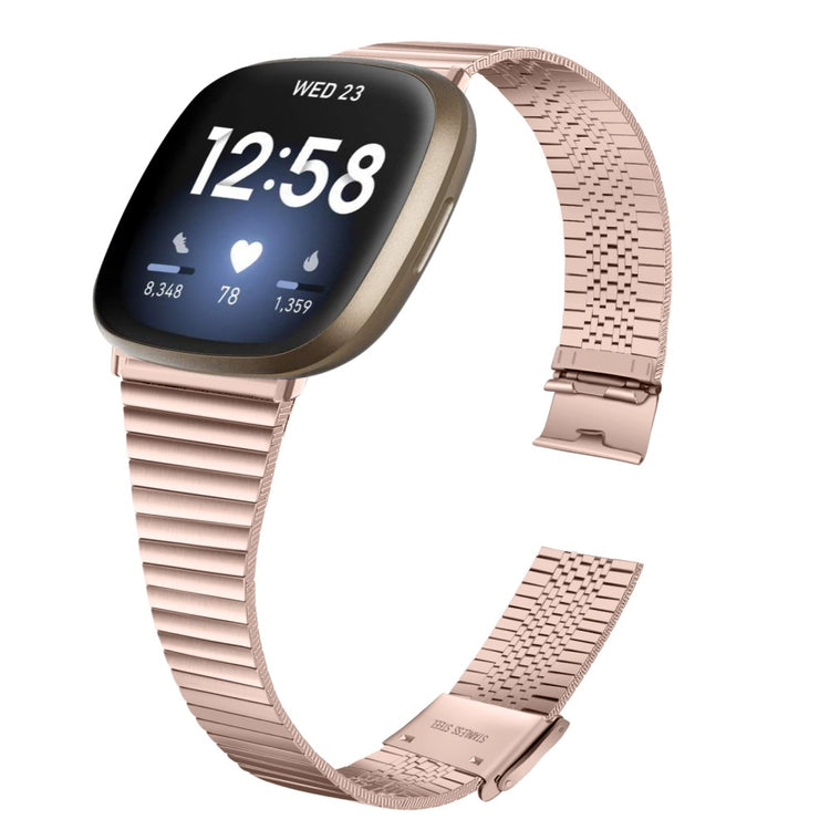 Yndigt Metal Universal Rem passer til Fitbit Sense 2 / Fitbit Versa 4 - Pink#serie_1