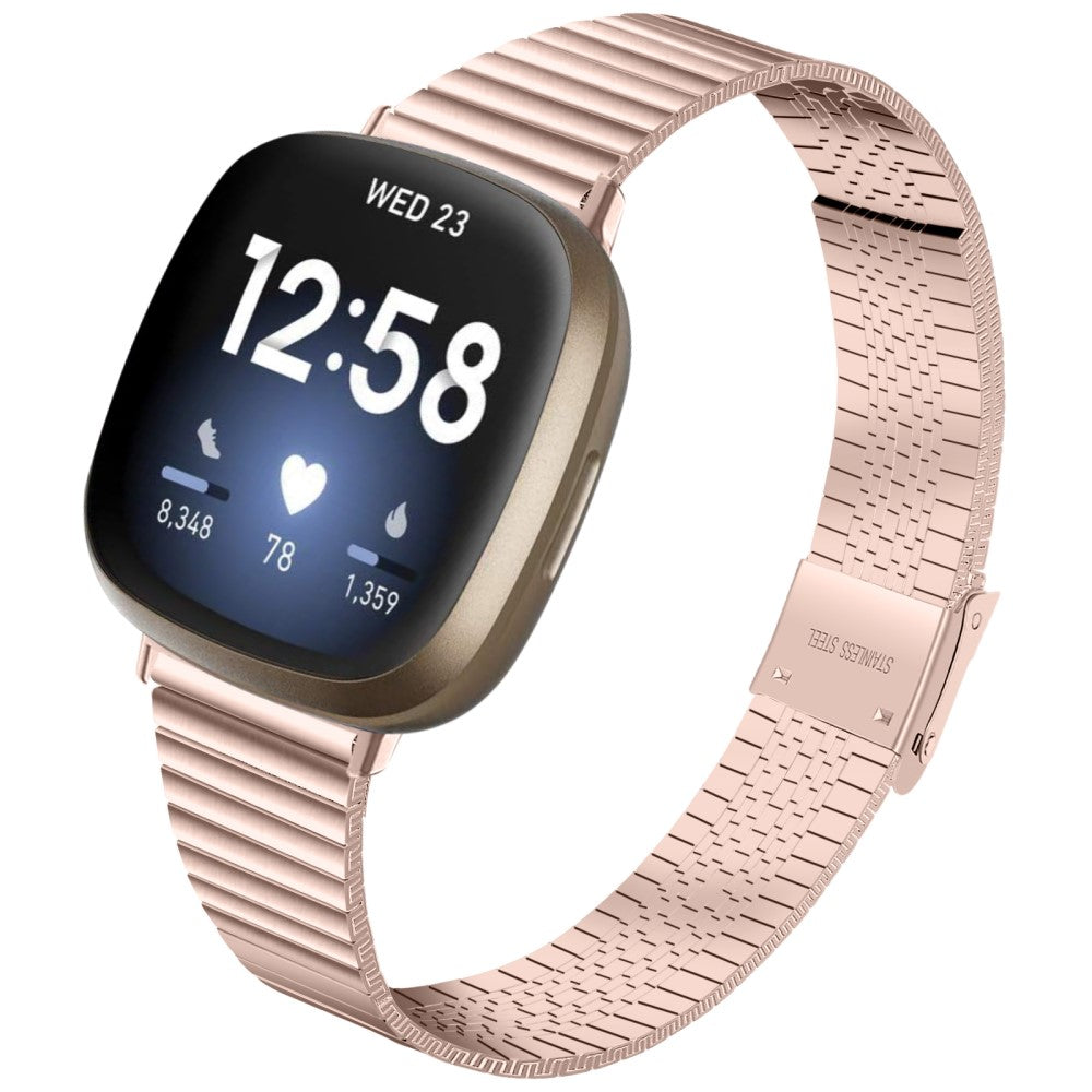 Yndigt Metal Universal Rem passer til Fitbit Sense 2 / Fitbit Versa 4 - Pink#serie_1