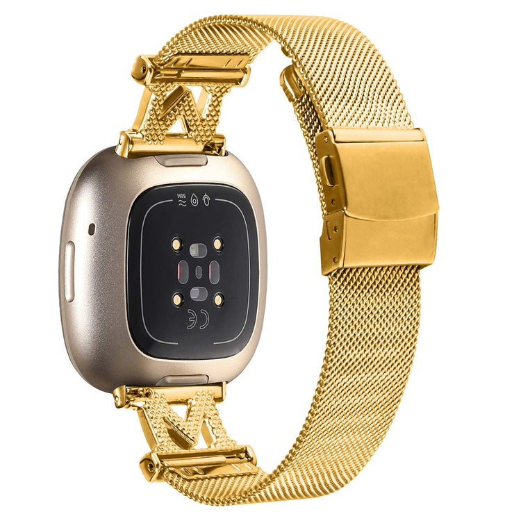 Metal Og Rhinsten Universal Rem passer til Fitbit Sense 2 / Fitbit Versa 4 - Guld#serie_1