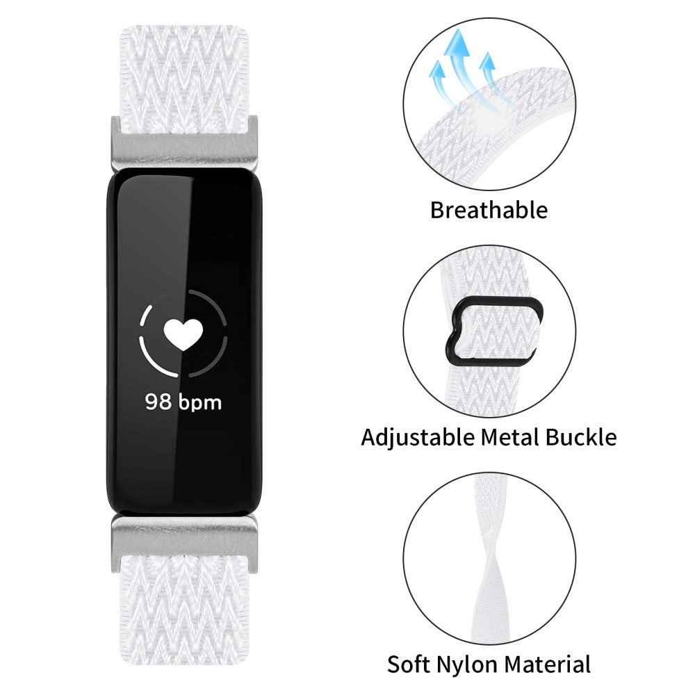 Meget Nydelig Nylon Rem passer til Fitbit Inspire 3 - Hvid#serie_3