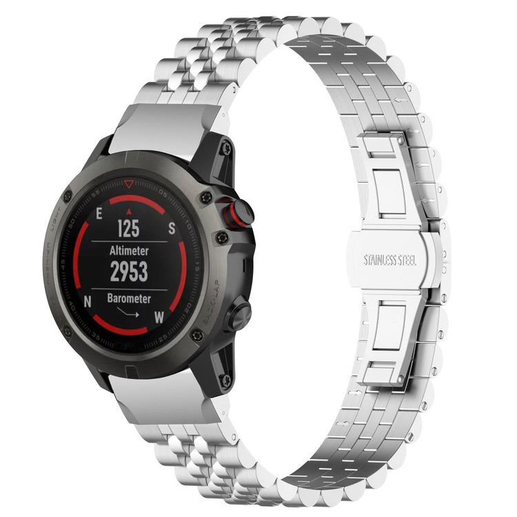 Mega Fint Metal Universal Rem passer til Garmin Smartwatch - Sølv#serie_031