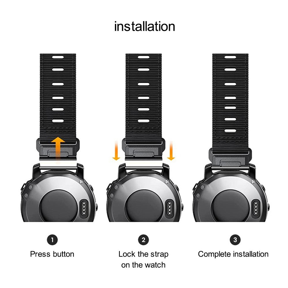 26mm nylon strap for Garmin watch - Black / Grey#serie_1