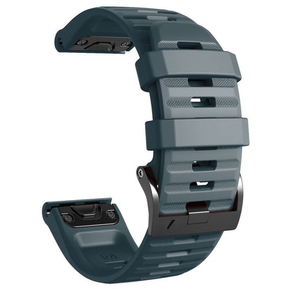 26mm simple stripe silicone strap with black buckle for Garmin watch - Navy Blue#serie_8