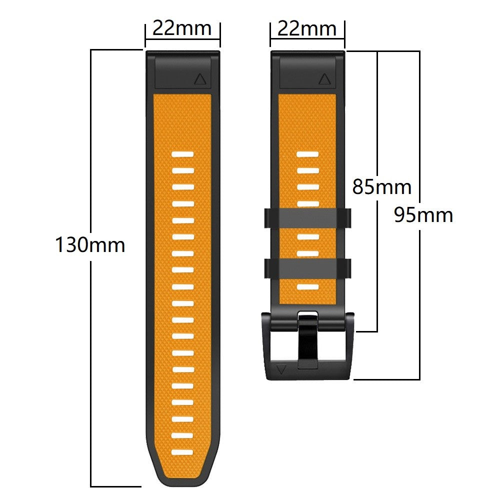 22mm dual-color lozenge style silicone strap for Amazfit / Garmin / Coros watch - Charcoal Grey+Black#serie_11