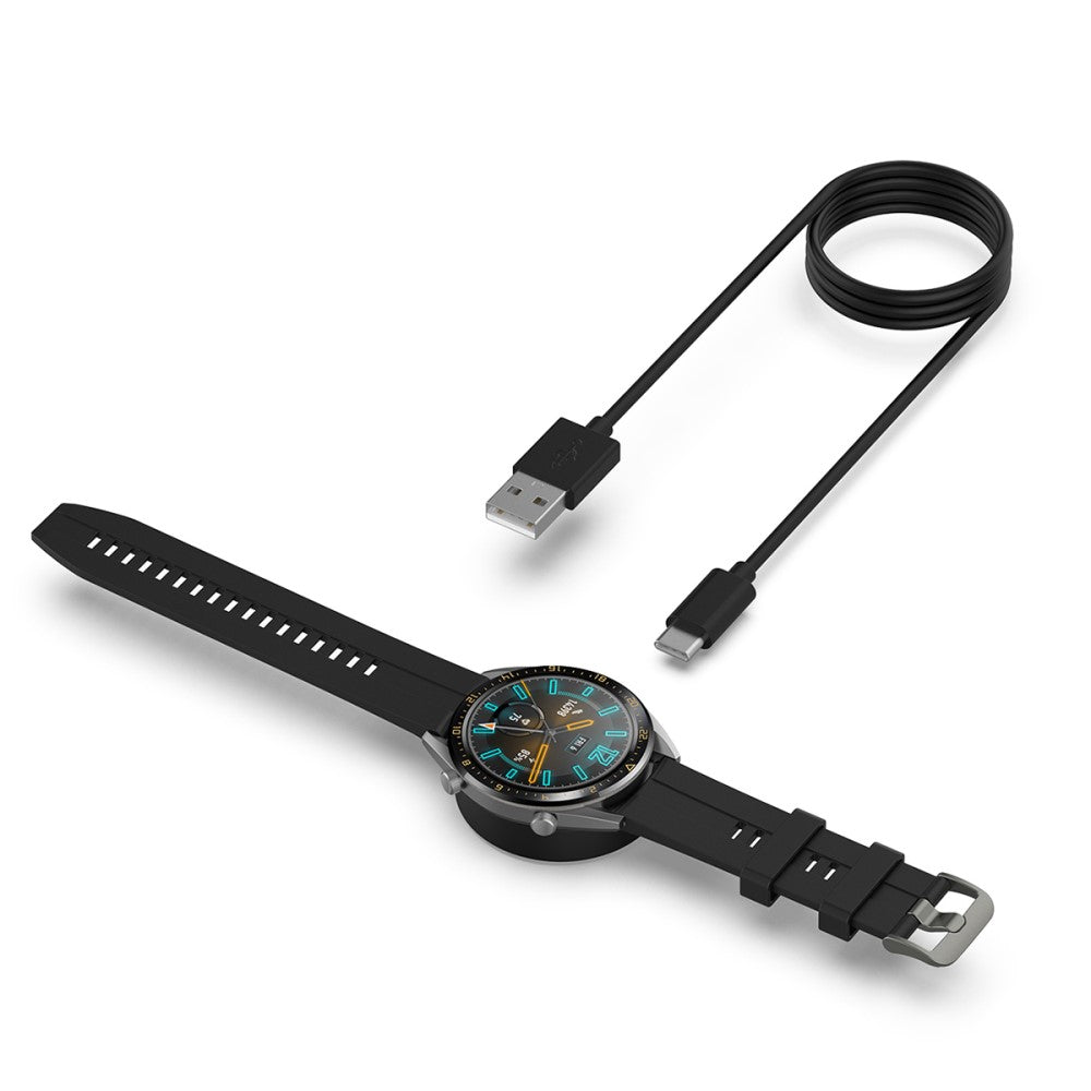1m Plastik Ladestation passer til Smartwatch - Sort#serie_3