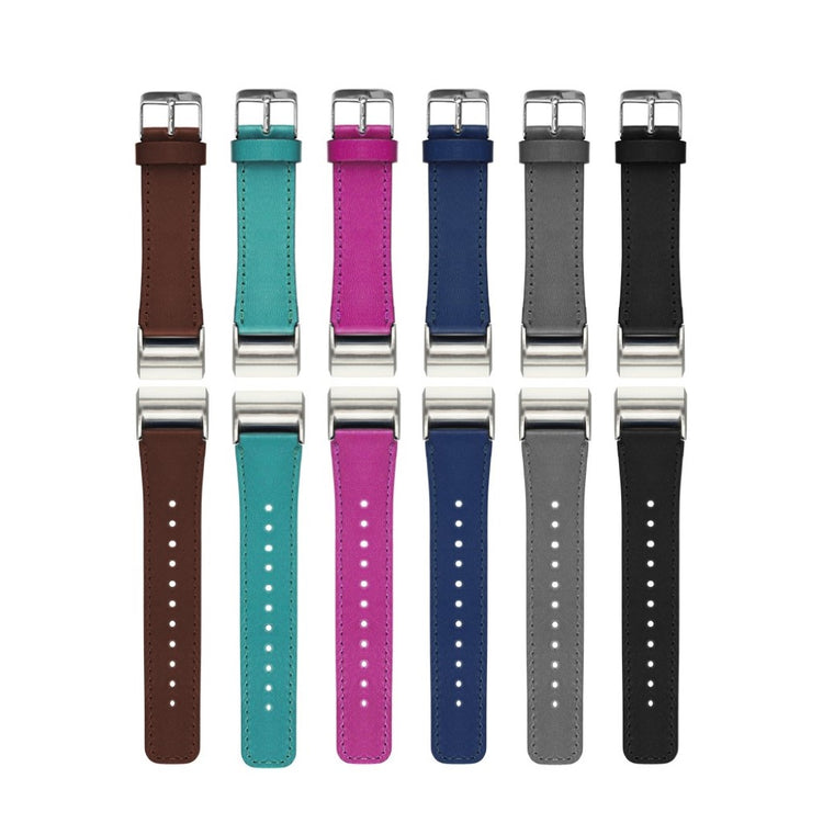 Super holdbart Fitbit Charge 2 Ægte læder Rem - Sort#serie_6