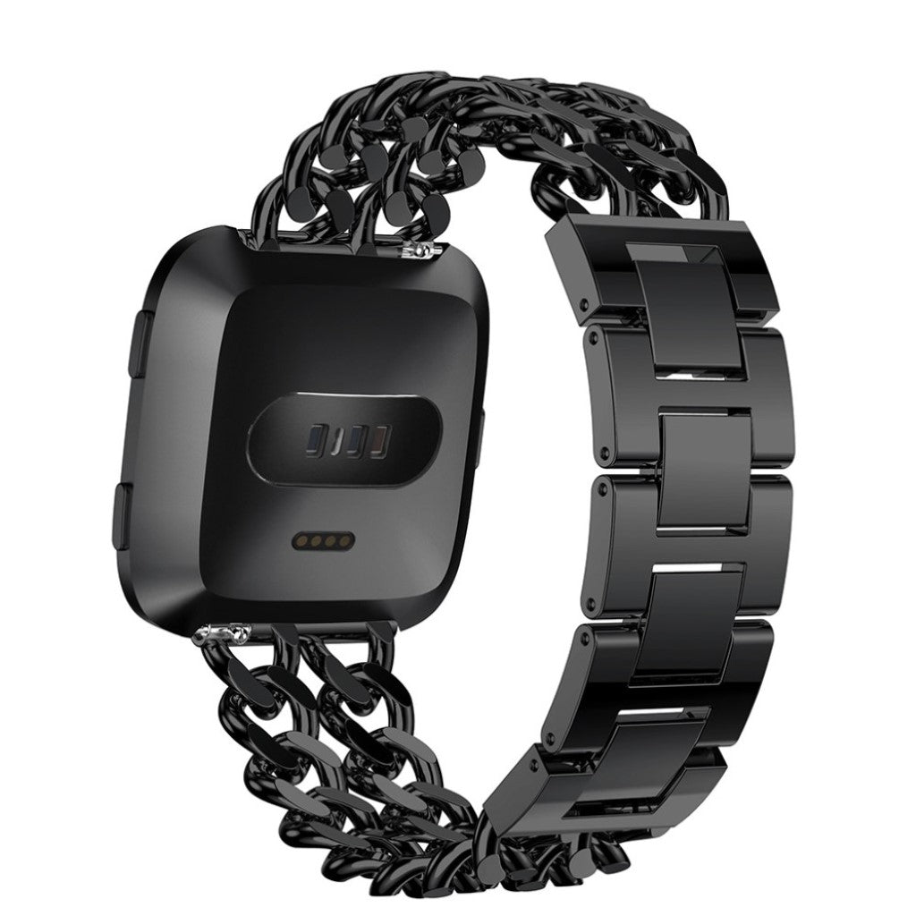 Holdbart Fitbit Versa Metal og Rhinsten Rem - Sort#serie_2