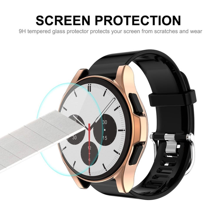 Meget Fed Samsung Galaxy Watch 4 Classic (42mm) Cover med Skærmbeskytter i Silikone og Hærdet Glas - Gennemsigtig#serie_2