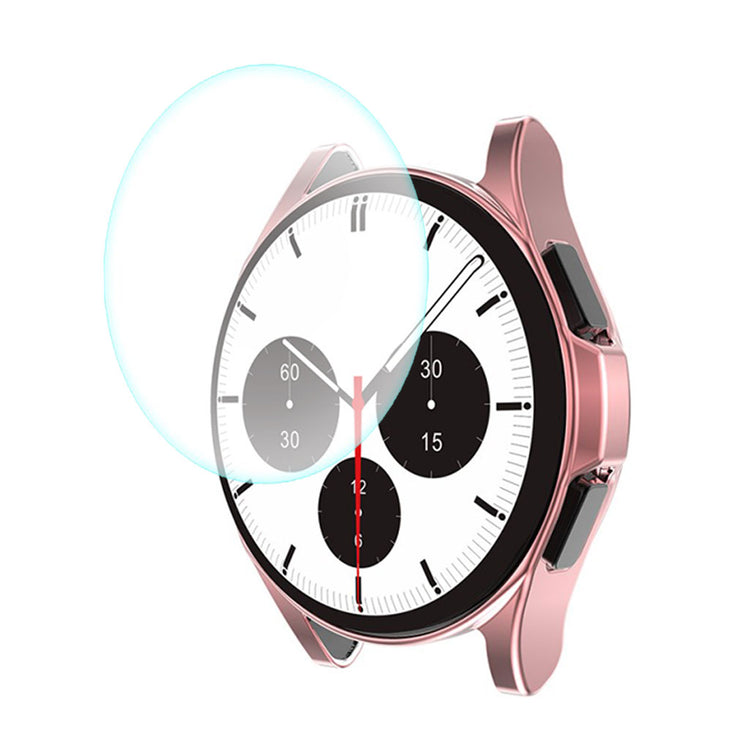 Meget Fed Samsung Galaxy Watch 4 Classic (42mm) Cover med Skærmbeskytter i Silikone og Hærdet Glas - Pink#serie_3