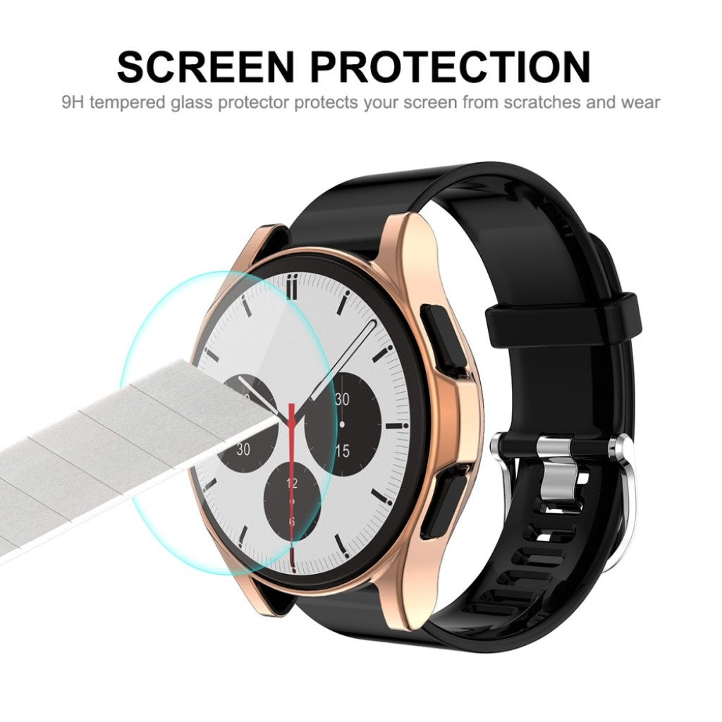 Meget Fed Samsung Galaxy Watch 4 Classic (42mm) Cover med Skærmbeskytter i Silikone og Hærdet Glas - Grøn#serie_4