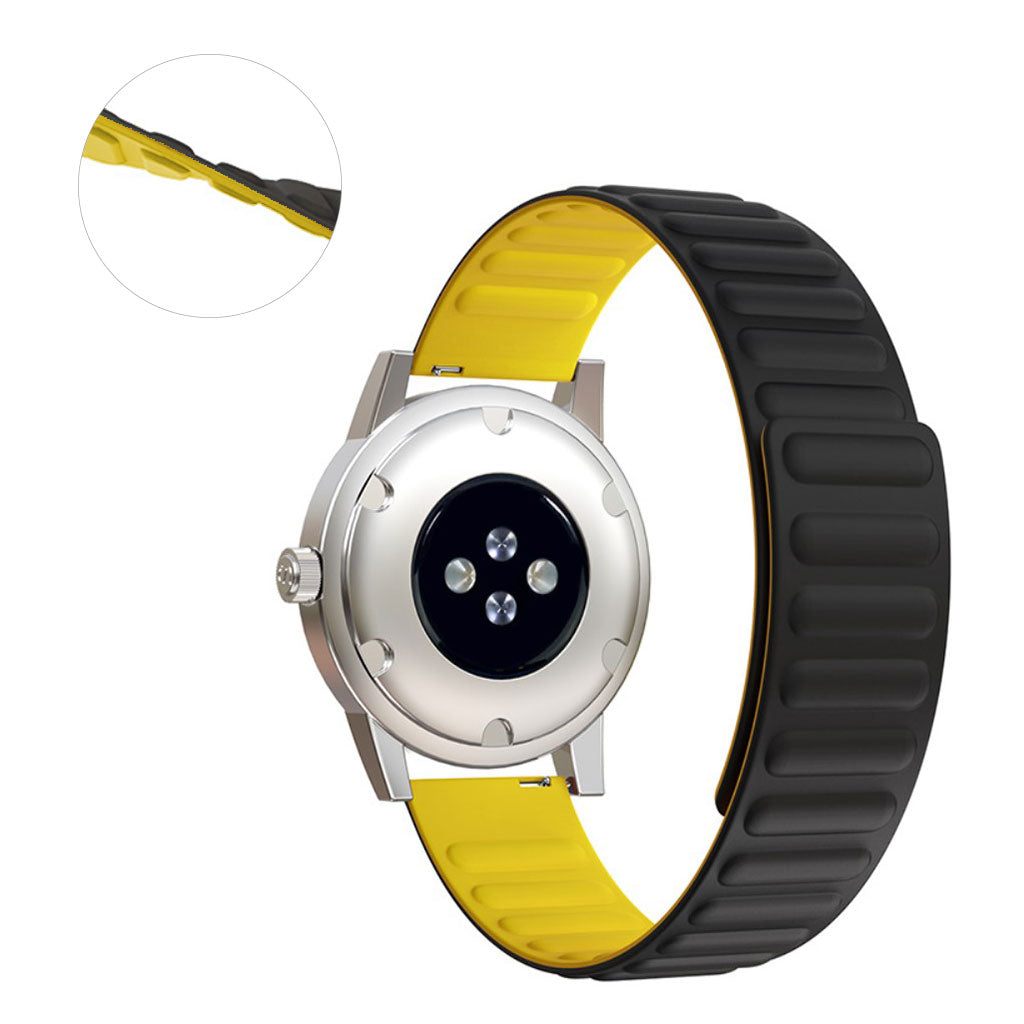 20mm Universal flexible silicone watch strap - Black / Yellow#serie_10