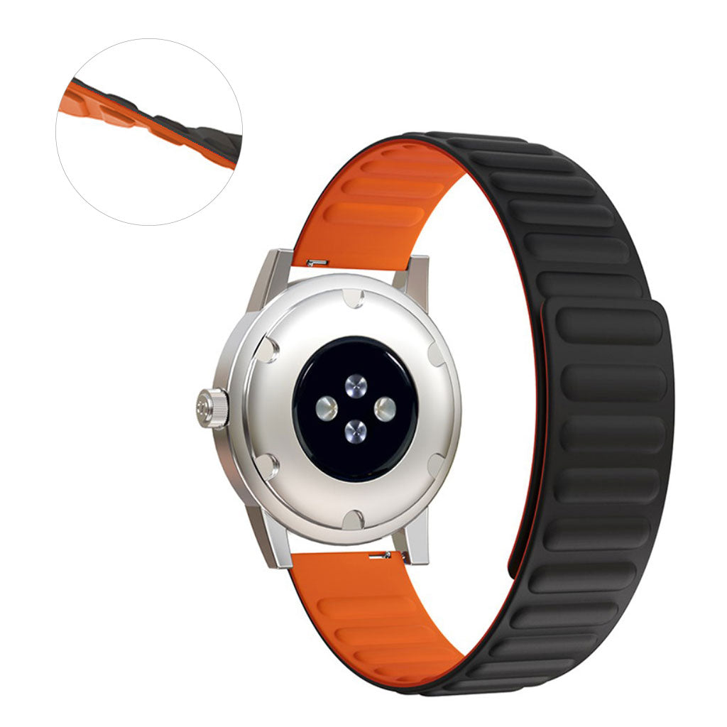 20mm Universal flexible silicone watch strap - Black / Orange#serie_11