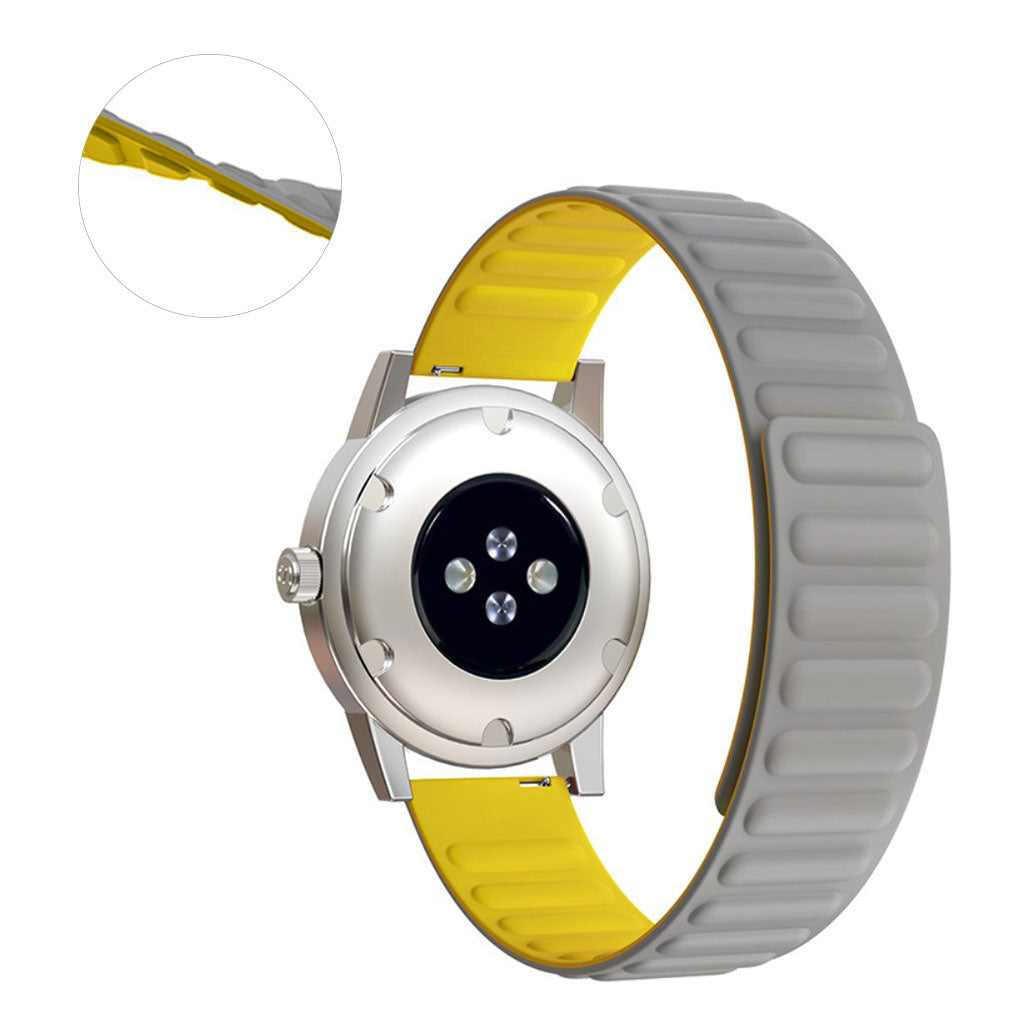 20mm Universal flexible silicone watch strap - Grey / Yellow#serie_6