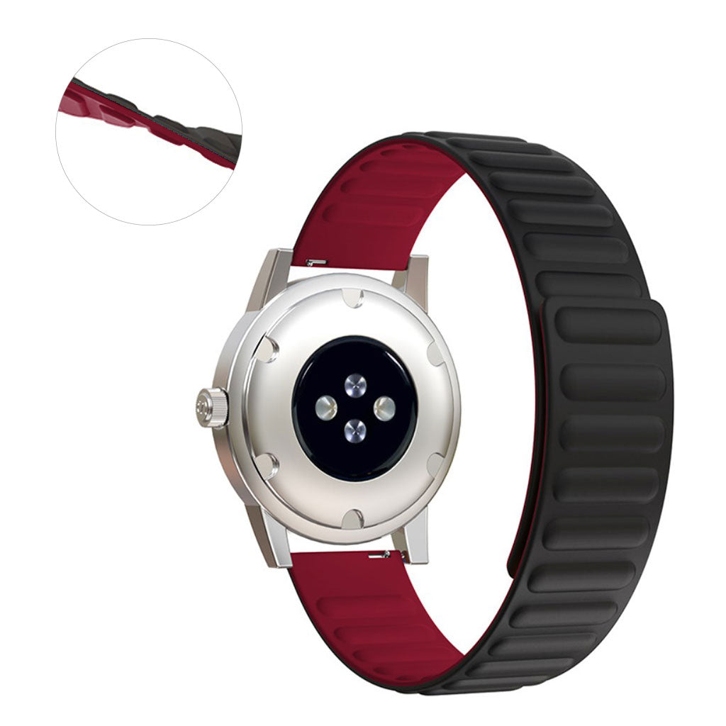 20mm Universal flexible silicone watch strap - Black / Rose#serie_9