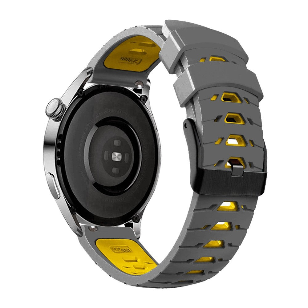 20mm Universal dual color silicone watch strap - Grey / Yellow#serie_9