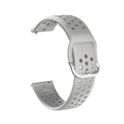 22mm Universal round hole style silicone watch strap - Grey / Silver Buckle#serie_7