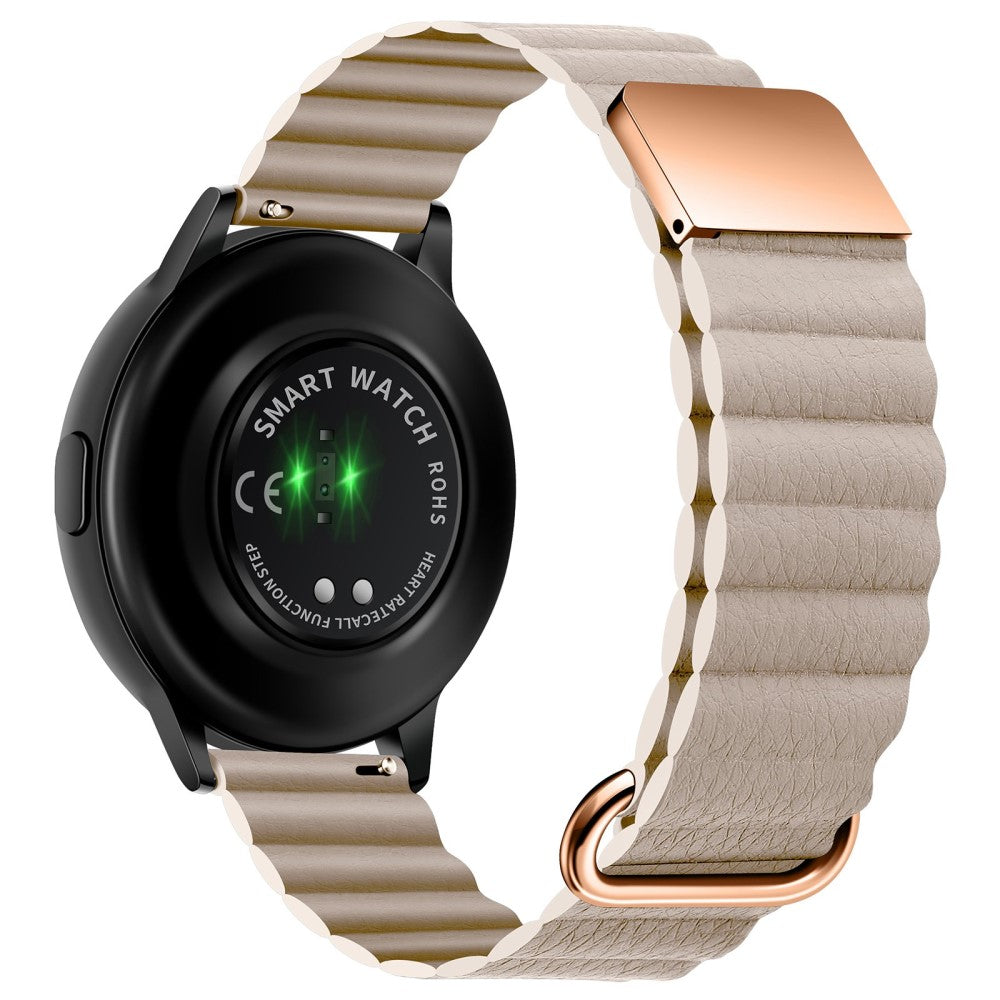 20mm Universal litchi style genuine leather watch strap - Rose Gold Buckle / Khaki#serie_1