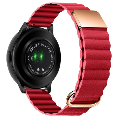 20mm Universal litchi style genuine leather watch strap - Rose Gold Buckle / Red#serie_10