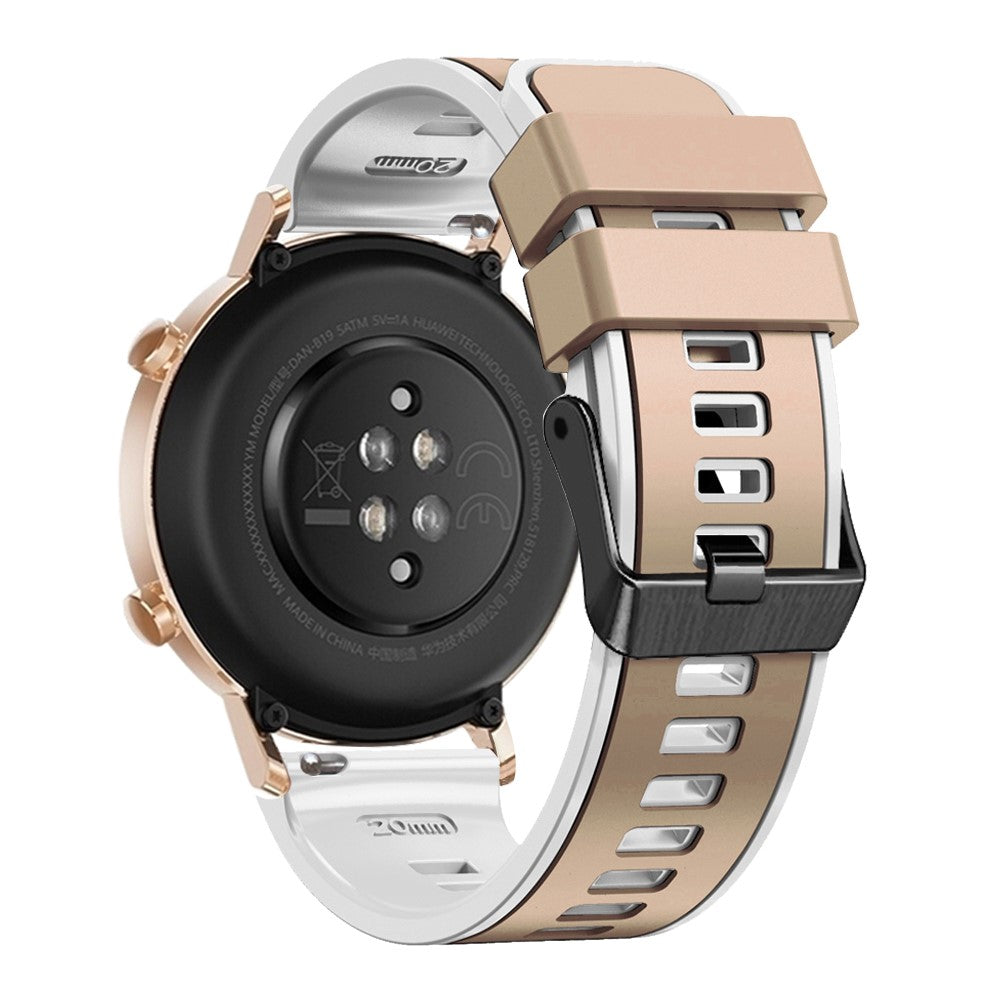 20mm Universal dual color watch strap - Khaki / White#serie_9