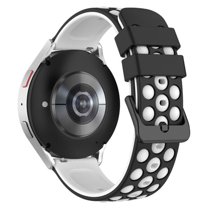 22mm Universal silicone watch strap - Black / White#serie_3
