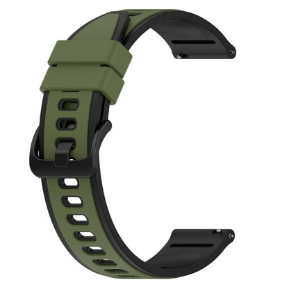 22mm Universal dual color silicone watch strap - Army Green / Black#serie_9