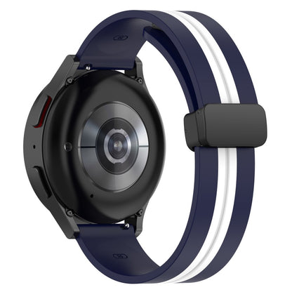 20mm Universal dual color silicone watch strap with magnetic folding buckle - Midnight Blue / White#serie_10