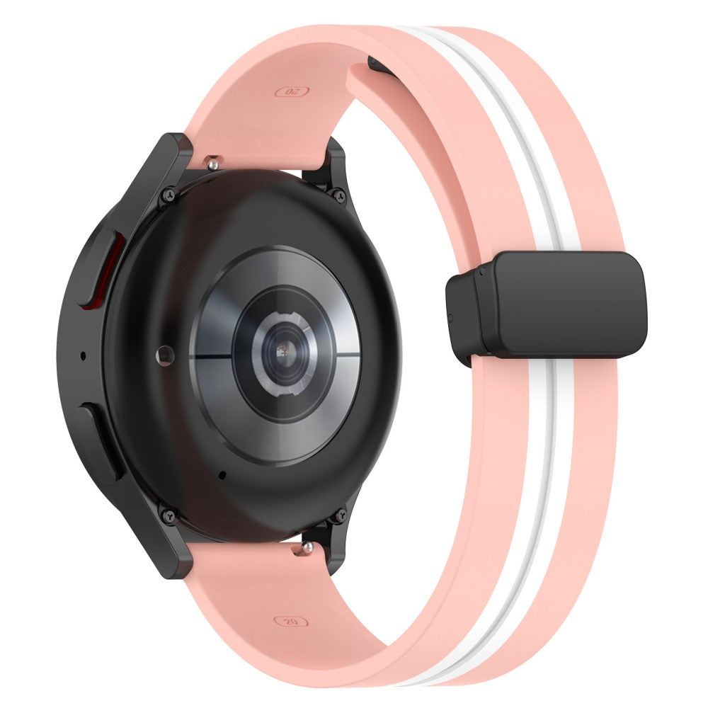 20mm Universal dual color silicone watch strap with magnetic folding buckle - Pink / White#serie_3