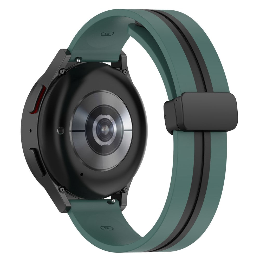 20mm Universal dual color silicone watch strap with magnetic folding buckle - Olive Green / Black#serie_4