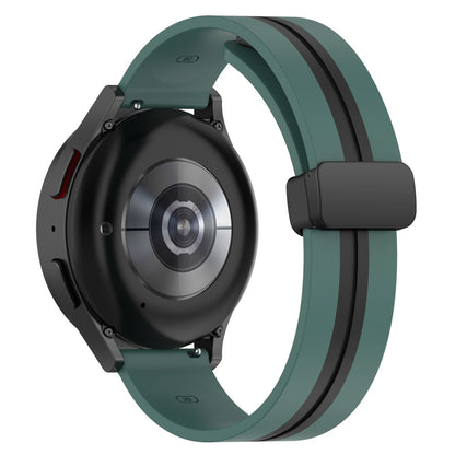 20mm Universal dual color silicone watch strap with magnetic folding buckle - Olive Green / Black#serie_4