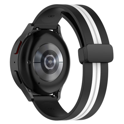 20mm Universal dual color silicone watch strap with magnetic folding buckle - Black / White#serie_5