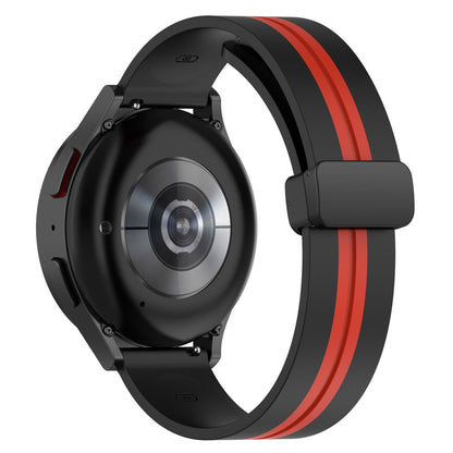 20mm Universal dual color silicone watch strap with magnetic folding buckle - Black / Red#serie_6