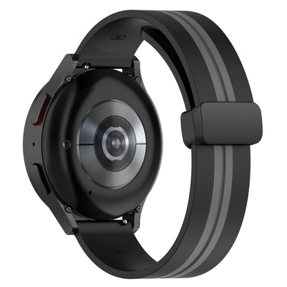 20mm Universal dual color silicone watch strap with magnetic folding buckle - Black / Grey#serie_7