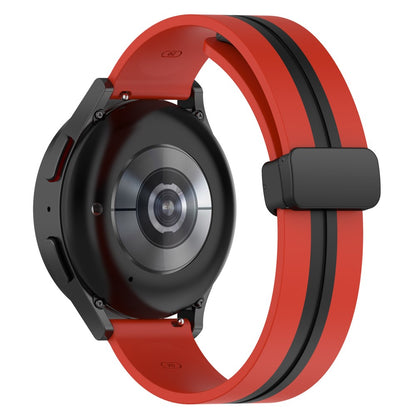 20mm Universal dual color silicone watch strap with magnetic folding buckle - Red / Black#serie_9