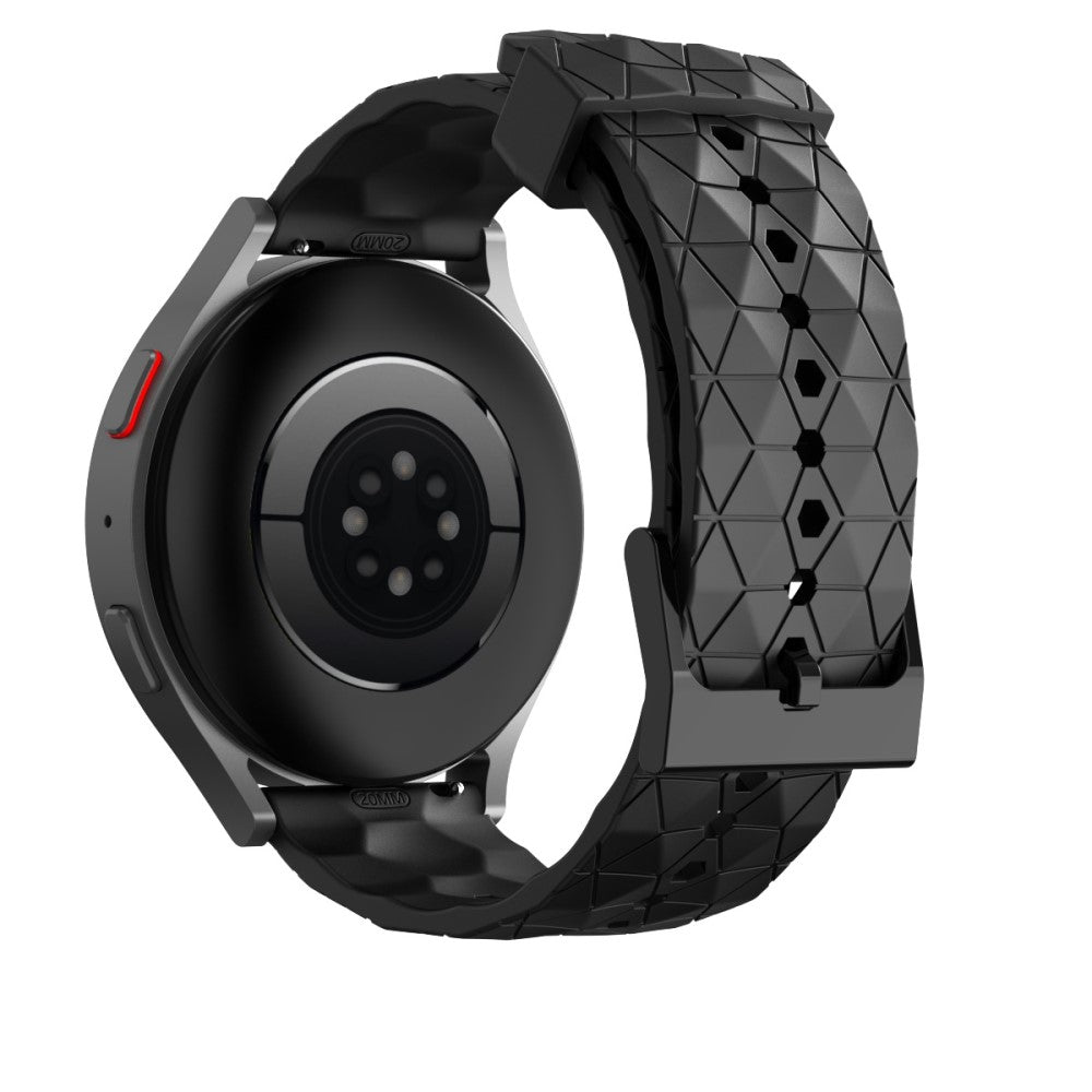 20mm Universal football style silicone watch strap - Black#serie_4