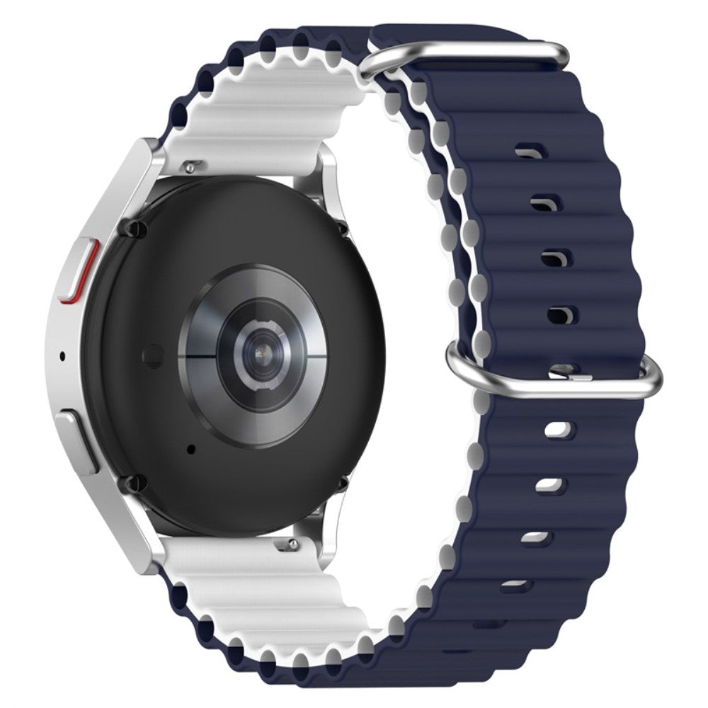 22mm Universal dual color silicone watch strap - Midnight Blue / White#serie_9